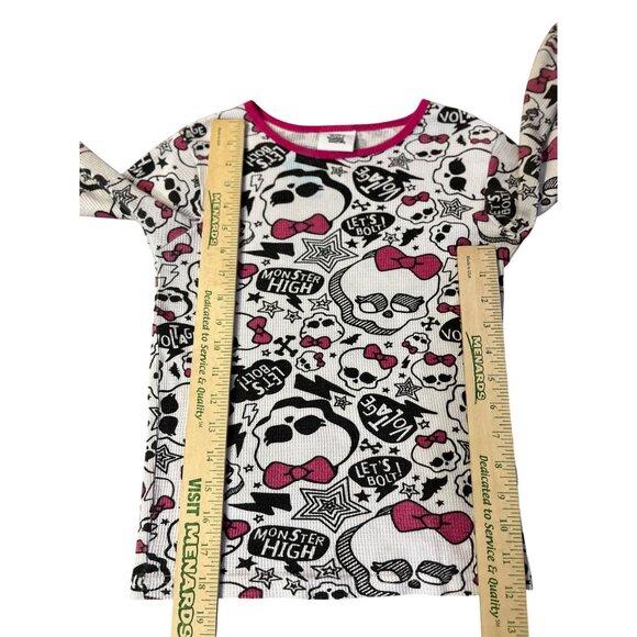 Monster High Thermal Base Layer Girls 12 Used 2 Piece Cotton Blend Fall Winter - Picture 9 of 16